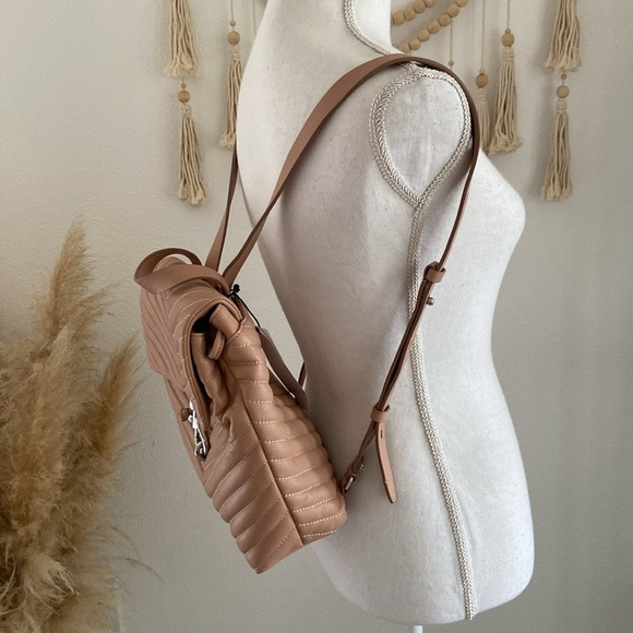 Rebecca Minkoff leather quilted backpack Edie Flap bag neutral minimalist gift main image 6